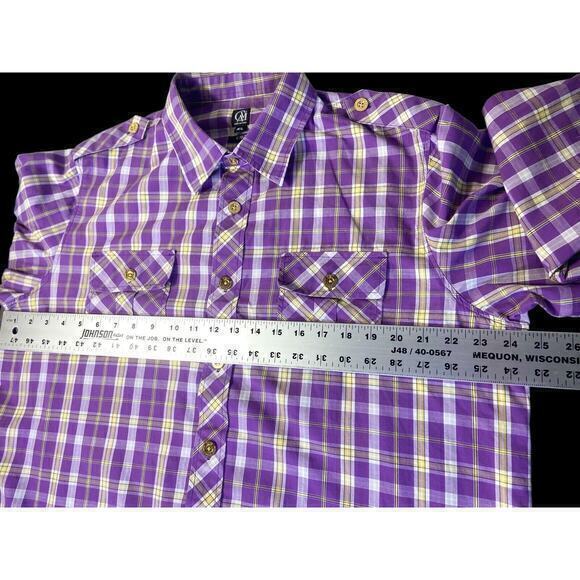 CAVI Product of Great Taste Long Sleeve Button Up Purple‎ Plaid Shirt Size XL - Picture 14 of 16